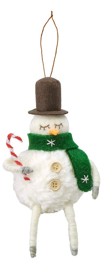 CM1566s Wool Felt Ornament Fluffy Snowman