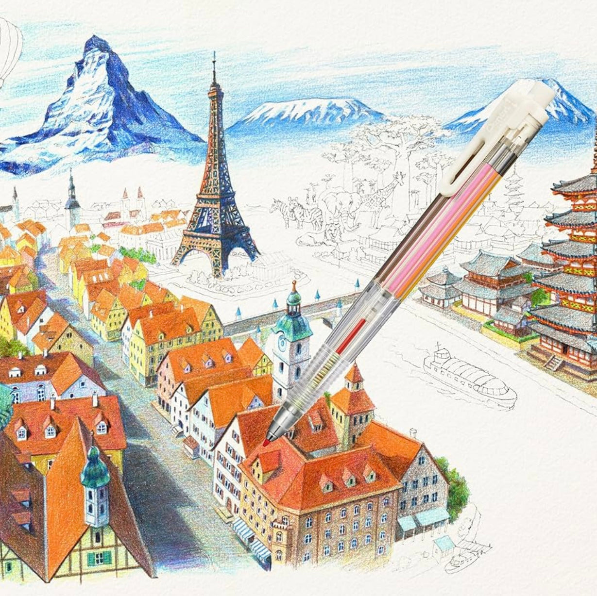 Pentel Art Multi 8 set w/ refills, 12 Colors with Sharpener 2.0mm