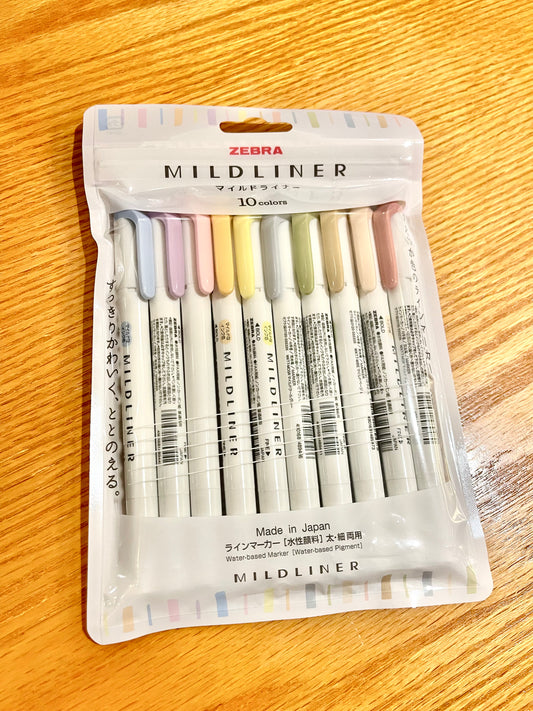 ZEBRA Mildliner Marker Dual Tip 10 Color Set Limited Edition