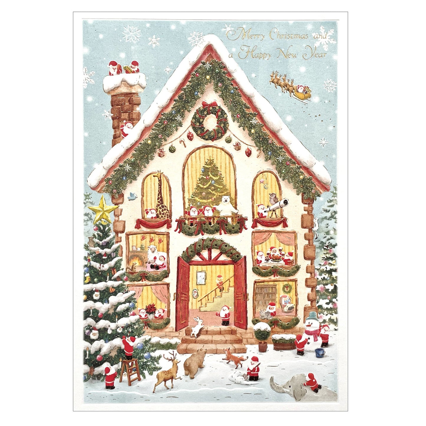 Mini Santa Christmas Card with Envelope - Furry Friends