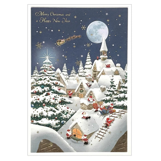 Mini Santa Christmas Card with Envelope - Moonlight Delivery