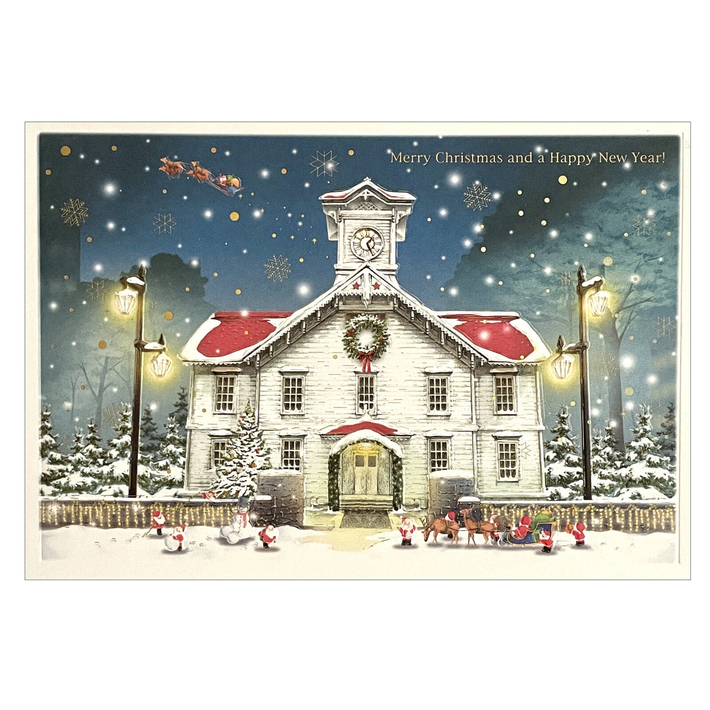 Mini Santa Christmas Card with Envelope - Sapporo Clock Tower