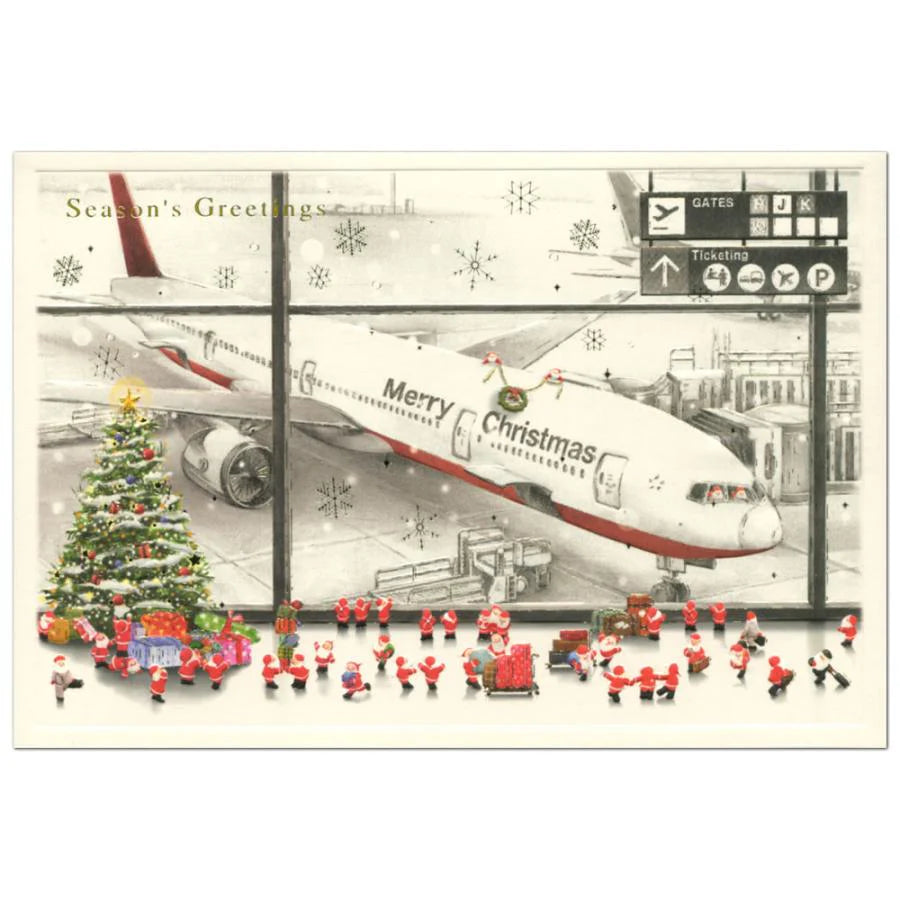 Mini Santa Christmas Card with Envelope - Airport