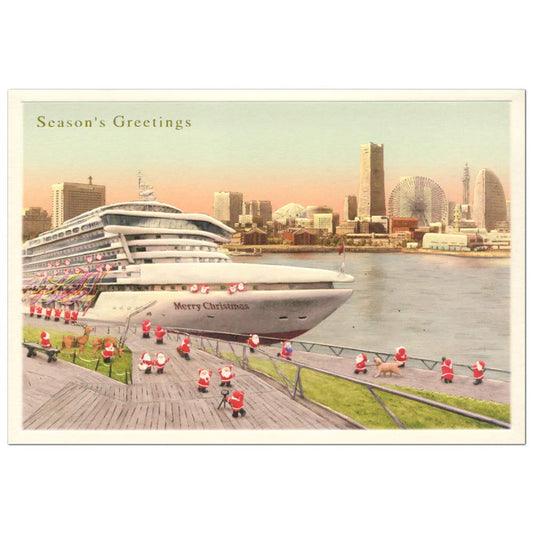 Mini Santa Christmas Card with Envelope - Port of Yokohama
