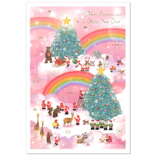 Mini Santa Christmas Card with Envelope - Rainbow