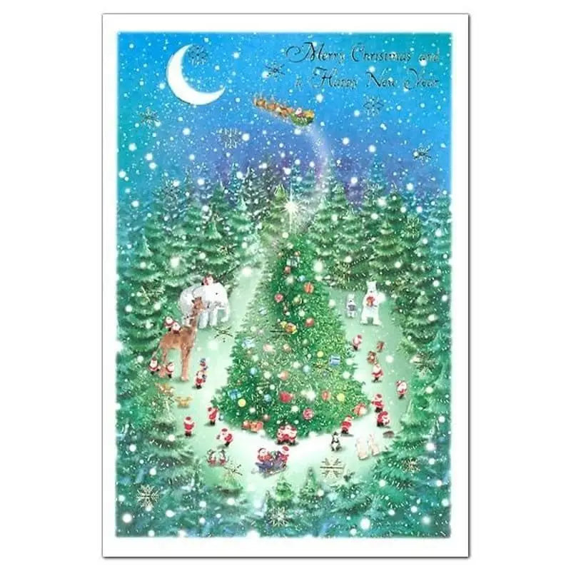 Mini Santa Christmas Card with Envelope - Pine Forest