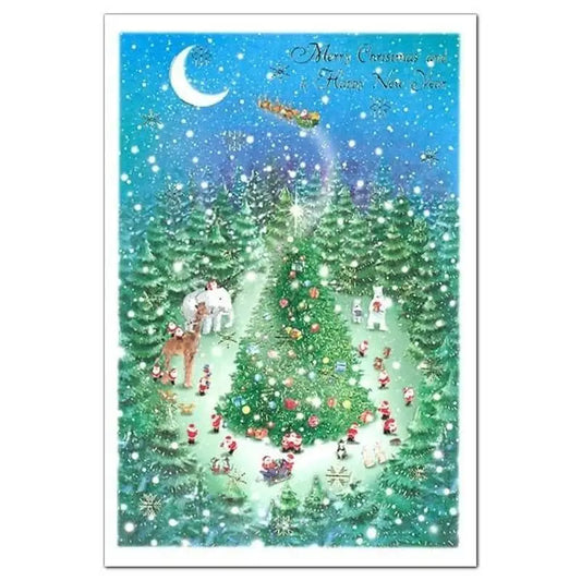 Mini Santa Christmas Card with Envelope - Pine Forest