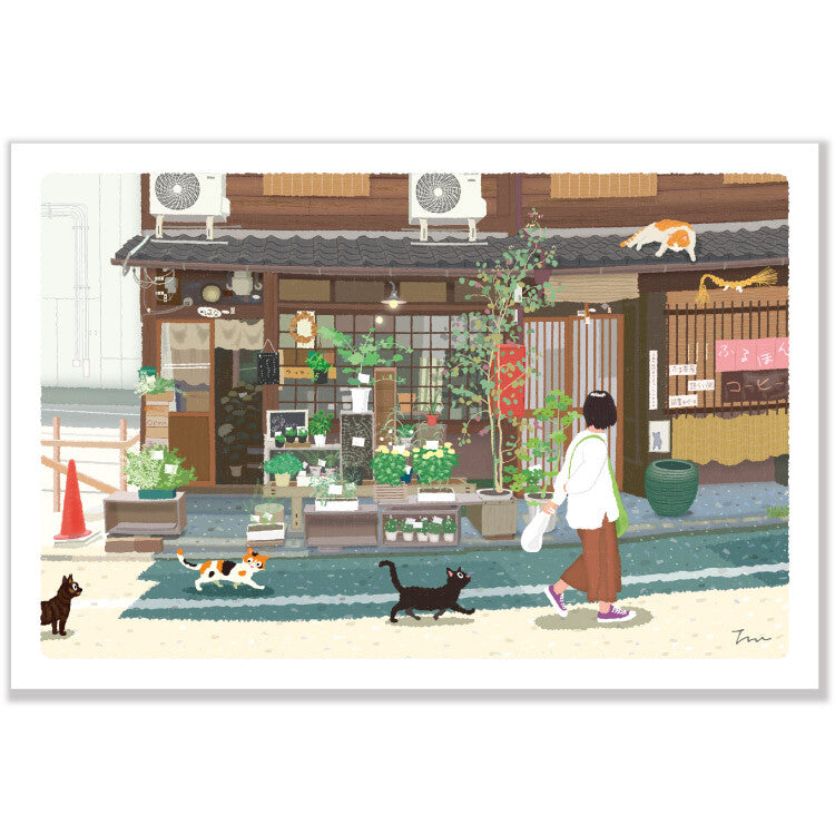 [Moritori Toshinori] Tabineko Postcard - Kyoto Florist (Summer)
