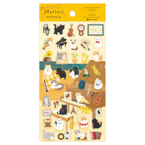 Mattari Animals Transparent Sticker - Kitten x Music