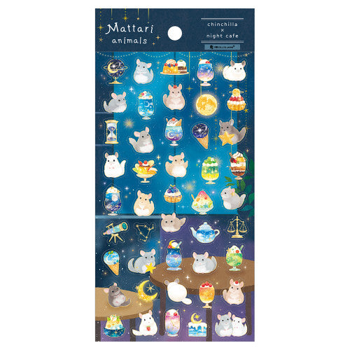 Mattari Animals Transparent Sticker - Chinchilla x Night Cafe
