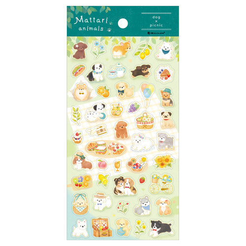 Mattari Animals Transparent Sticker - Dog x Picnic