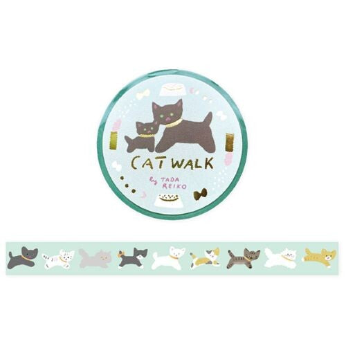 [Tada Reiko] Cozyca Washi Tape - Cat Walk