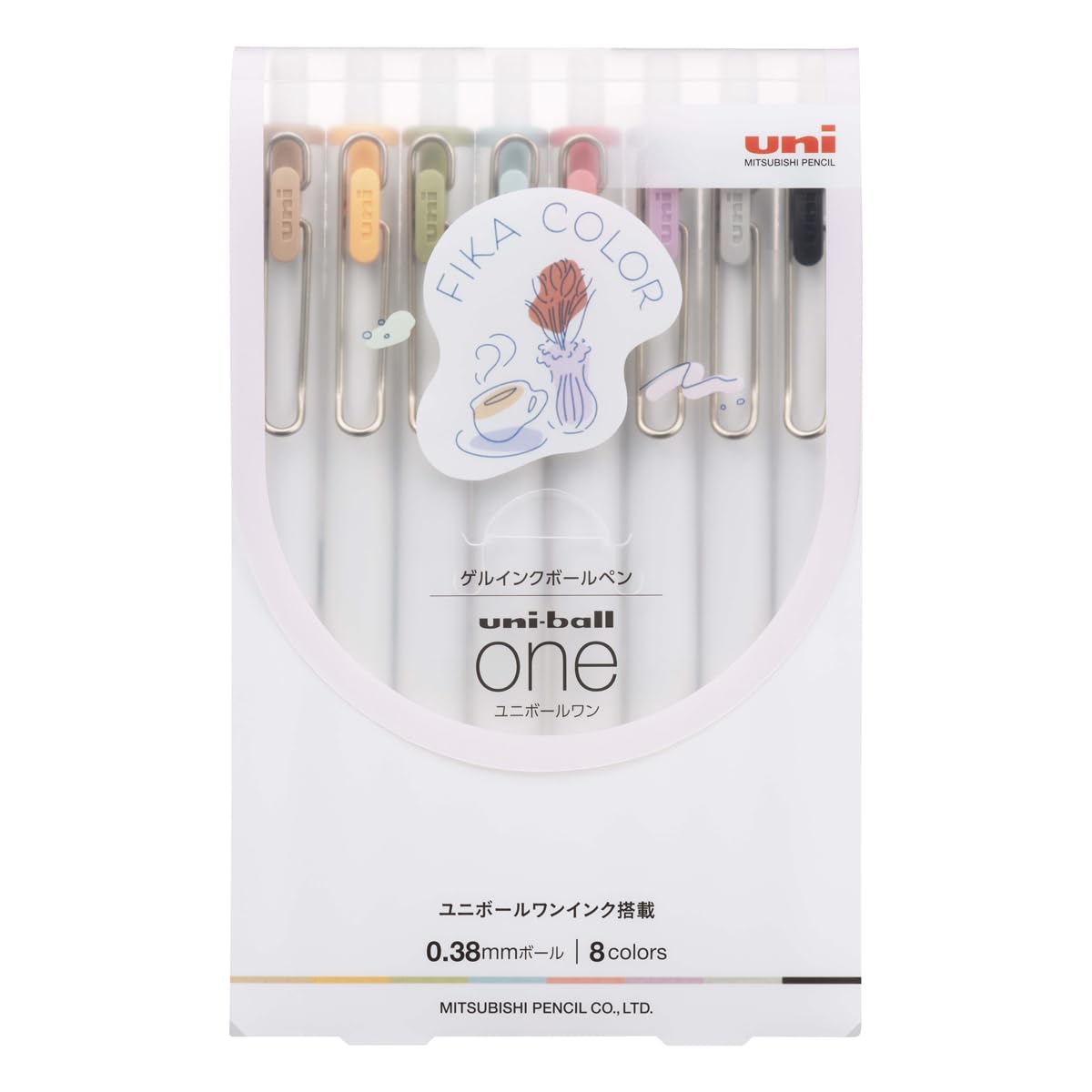 Uni-ball ONE Gel Pen Fika Color 8-color Set 0.38mm