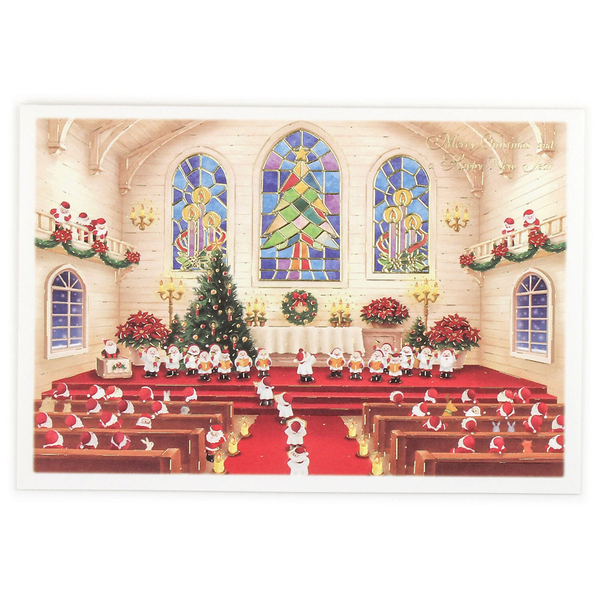 Mini Santa Christmas Card with Envelope - Choir
