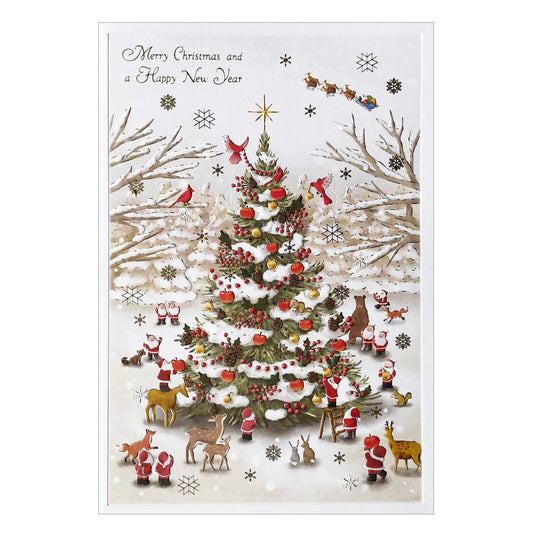 Mini Santa Christmas Card with Envelope - Forest Animals