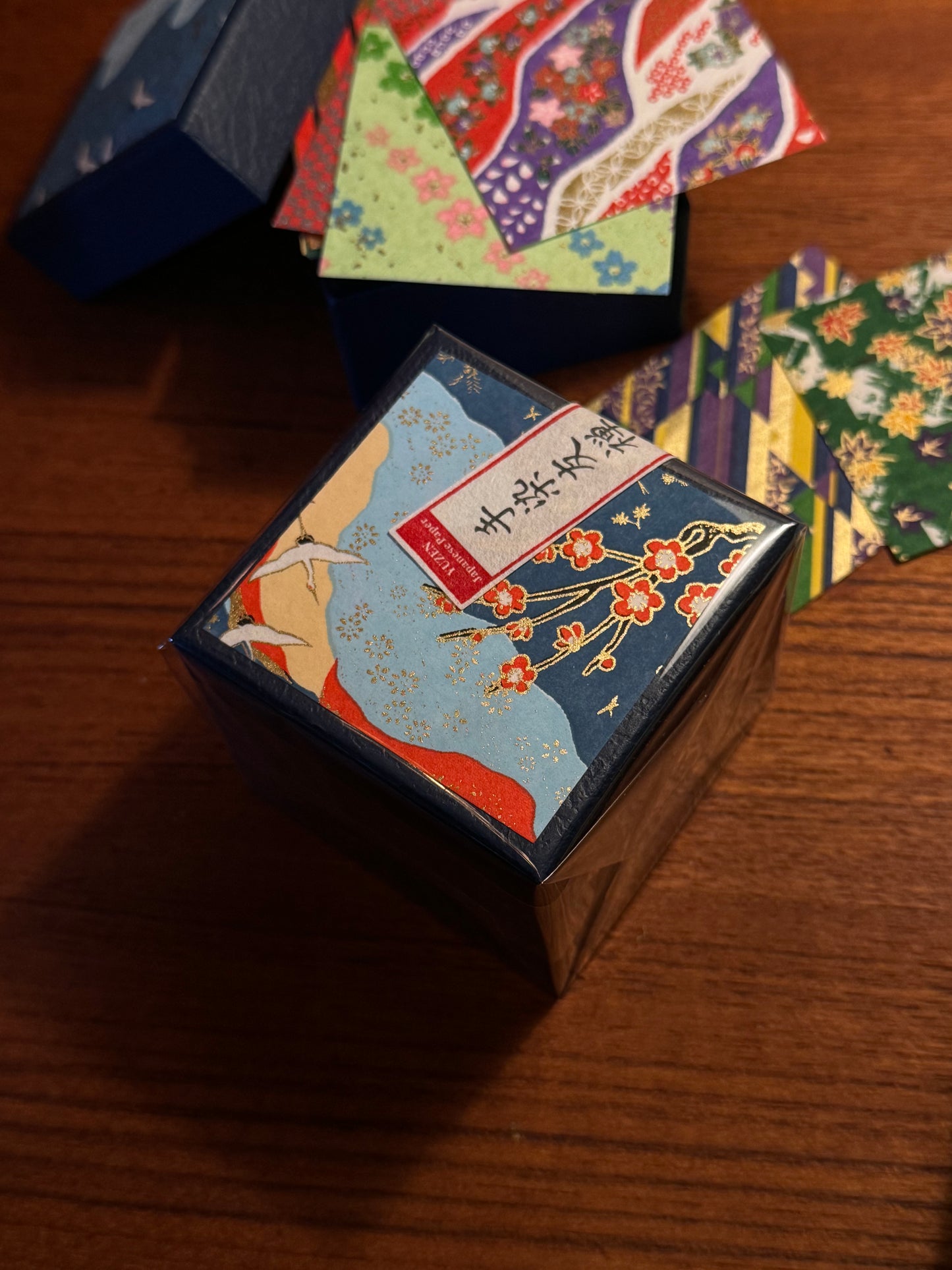 Yuzen Origami Paper Box – Blue