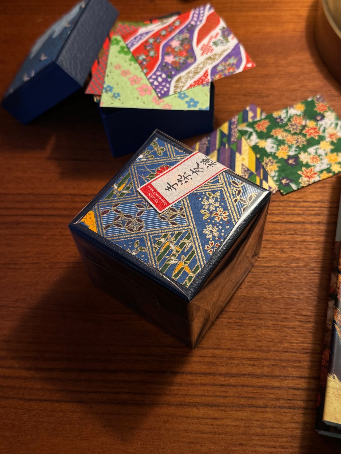 Yuzen Origami Paper Box – Blue